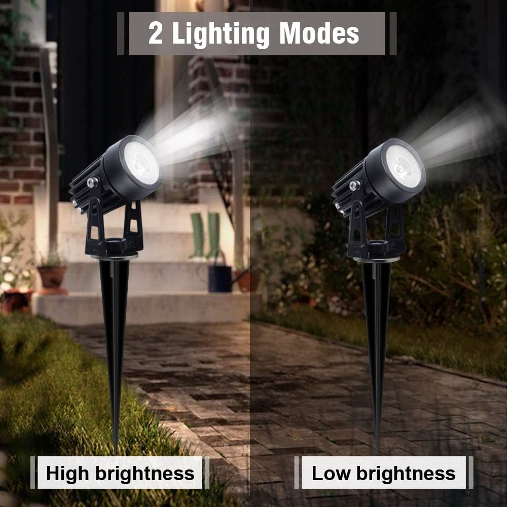 APONUO Metal Solar Spot Lights Outdoor with 9.8ft Cable Solar Powered Landscape Lighting Low Voltage IP65 Waterproof Auto On/Off for Outside Garden Yard Landscape Pathway Garage-Warm White(4-in-1)