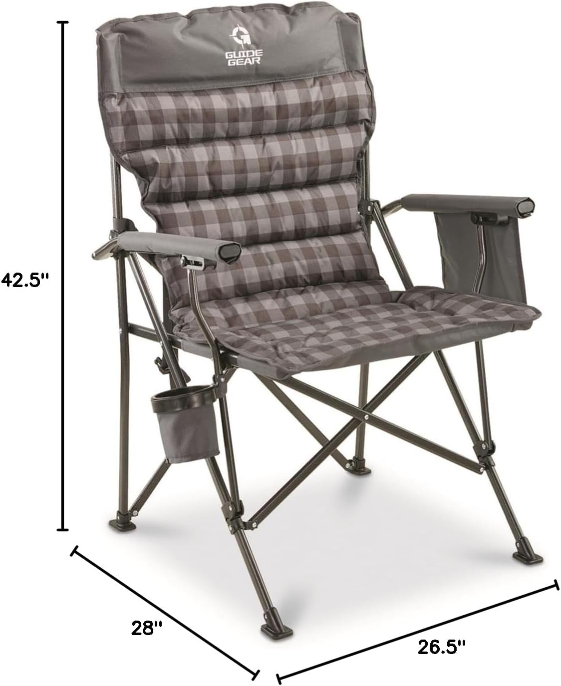 Guide Gear Oversized XL Comfort Padded Mammoth Camping Chair; Includes Carry Bag, Portable, Folding, Large Camp Lounge Chairs for Outdoor, Adults, Men and Women, Heavy-Duty 500-Pound Capacity Green