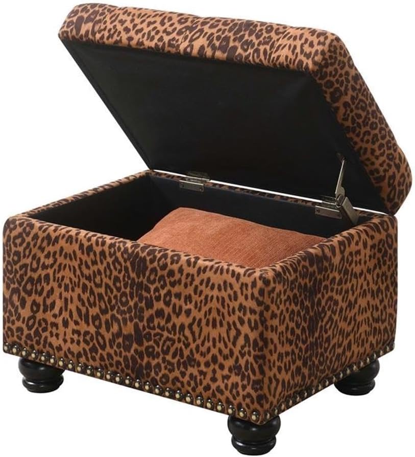 Convenience Concepts Designs4Comfort 5th Avenue Storage Ottoman 24" - Contemporary Foot Stool and Seat with Hinged Lid for Living Room, Dining Room, Office, Den, Espresso Faux Leather