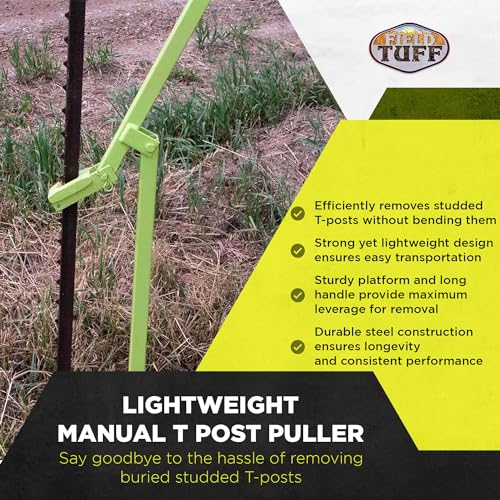 17 Pound Lightweight Manual T Post Puller for Buried Studded T Post Removal with 3 Foot Handle for Added Leverage, PG-07