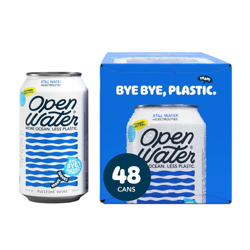 Open Water Still 12oz cans (2 cases, 24 cans) - Sustainable Aluminum Canned Still Water With Electrolytes - 7.0 pH Balanced BPA-Free Ultra-Purified Water