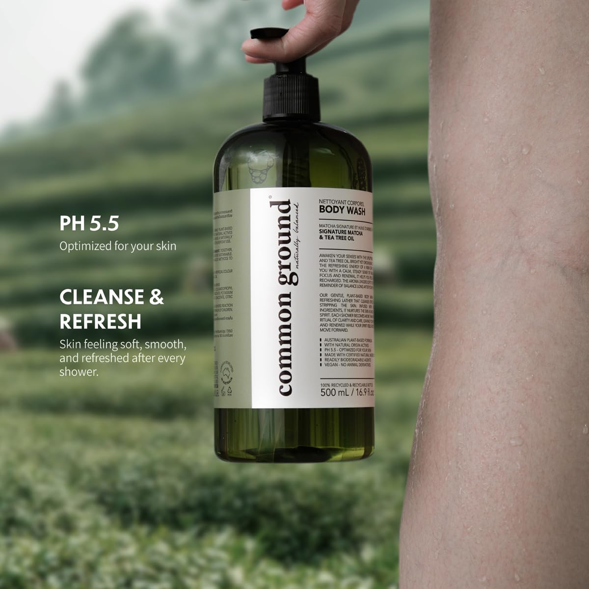 COMMON GROUND Natural Body Wash - Paraben & Cruelty Free, Vegan, Plant-Based, Botanical Freesia Scent & Avocado Oil Extracts - All Skin Types