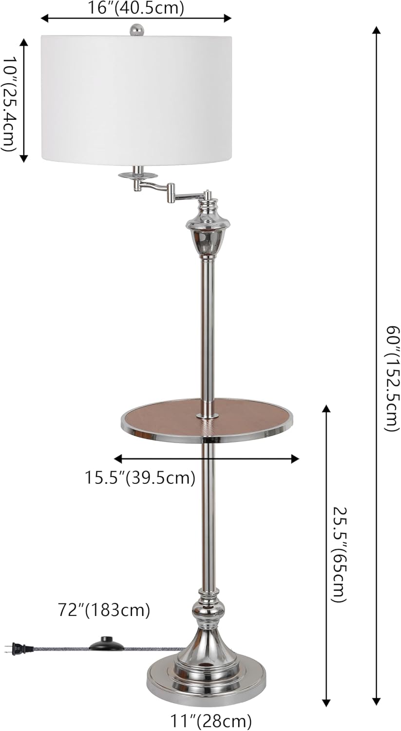 JONATHAN Y Cora 60" Metal Swing Arm Floor Lamp, Oil Rubbed Bronze/Clear