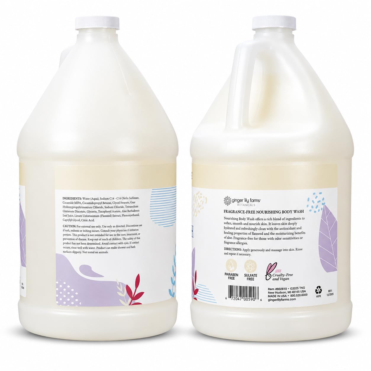 Ginger Lily Farms 1 gal Nourishing Body Wash, Citrus Blend Scent | for Hands, Body & Hair, Moisturizing Wash, Salon Wash, Spa Cleanser, Salon & Spa Essentials, Manicure & Pedicure Supplies