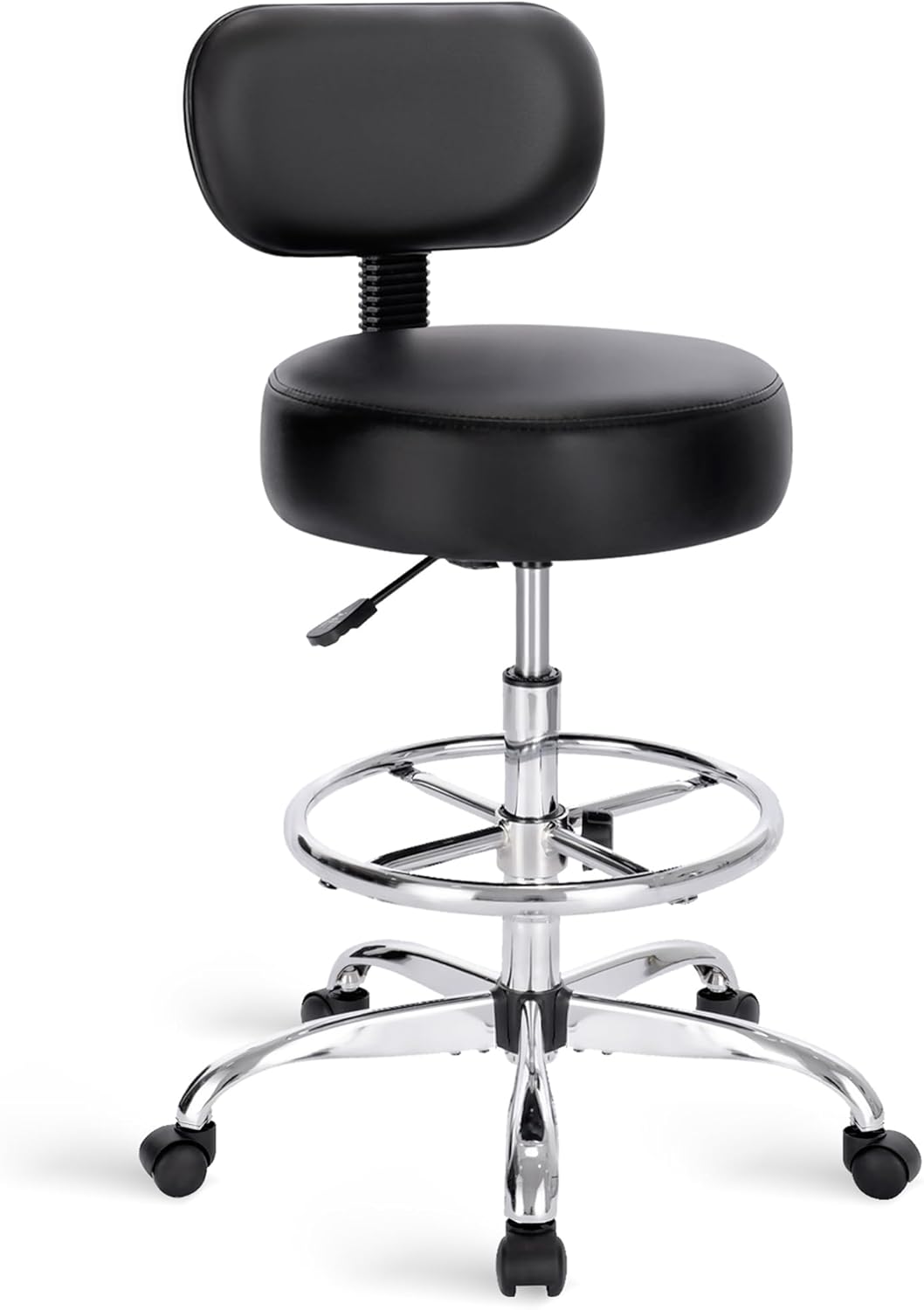 SUPERJARE Drafting Chair with Back, Adjustable Foot Rest Rolling Stool, Multi-Purpose Office Desk Chair