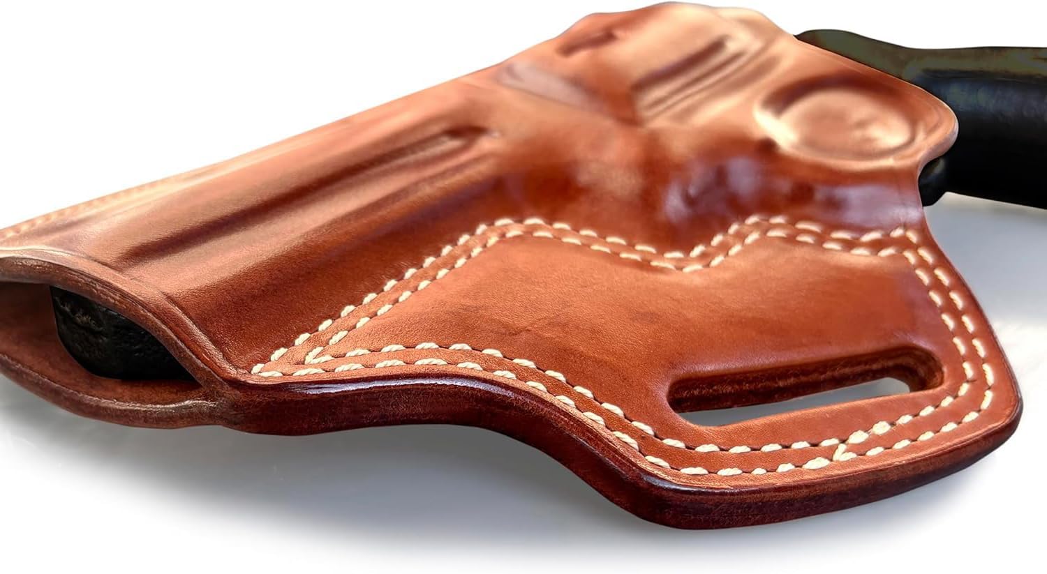 Premium Leather Three Slot OWB Pancake Holster with Thumb Break Fits, GP-100 357 Magnum 4.20" Barrel (Please Choose Your Hand Draw) Brown Color
