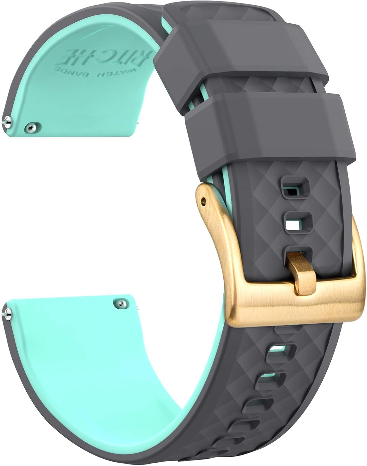 Ritche Christmas Gift Silicone Watch Bands 18mm 20mm 22mm 24mm Quick Release Rubber Watch Bands for Men, White Elephant Gifts