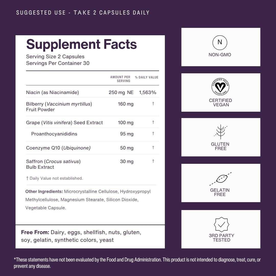 Bilberry Supplement for Eyes – Eye Vitamins with CoQ10, Niacinamide