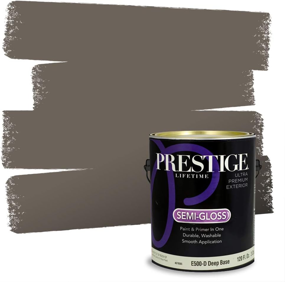 PRESTIGE Paints Exterior Paint and Primer In One, 1-Gallon, Flat, Comparable Match of Sherwin Williams* Grizzle Gray*