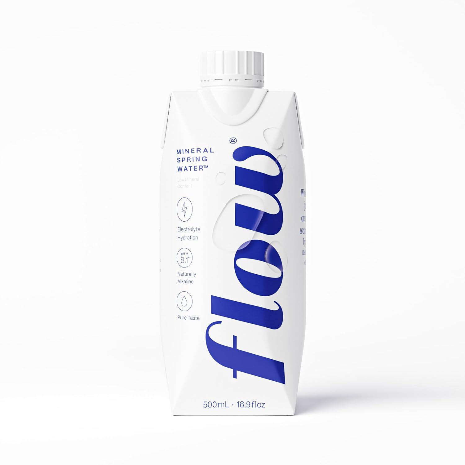 Flow Artesian Mineral Spring Water, 33.8 Fl Oz, 6 Pack | Naturally Alkaline Water, pH 8.1, Electrolytes, Minerals, Zero Calories, Eco-friendly pack, Non-GMO, BPA-Free