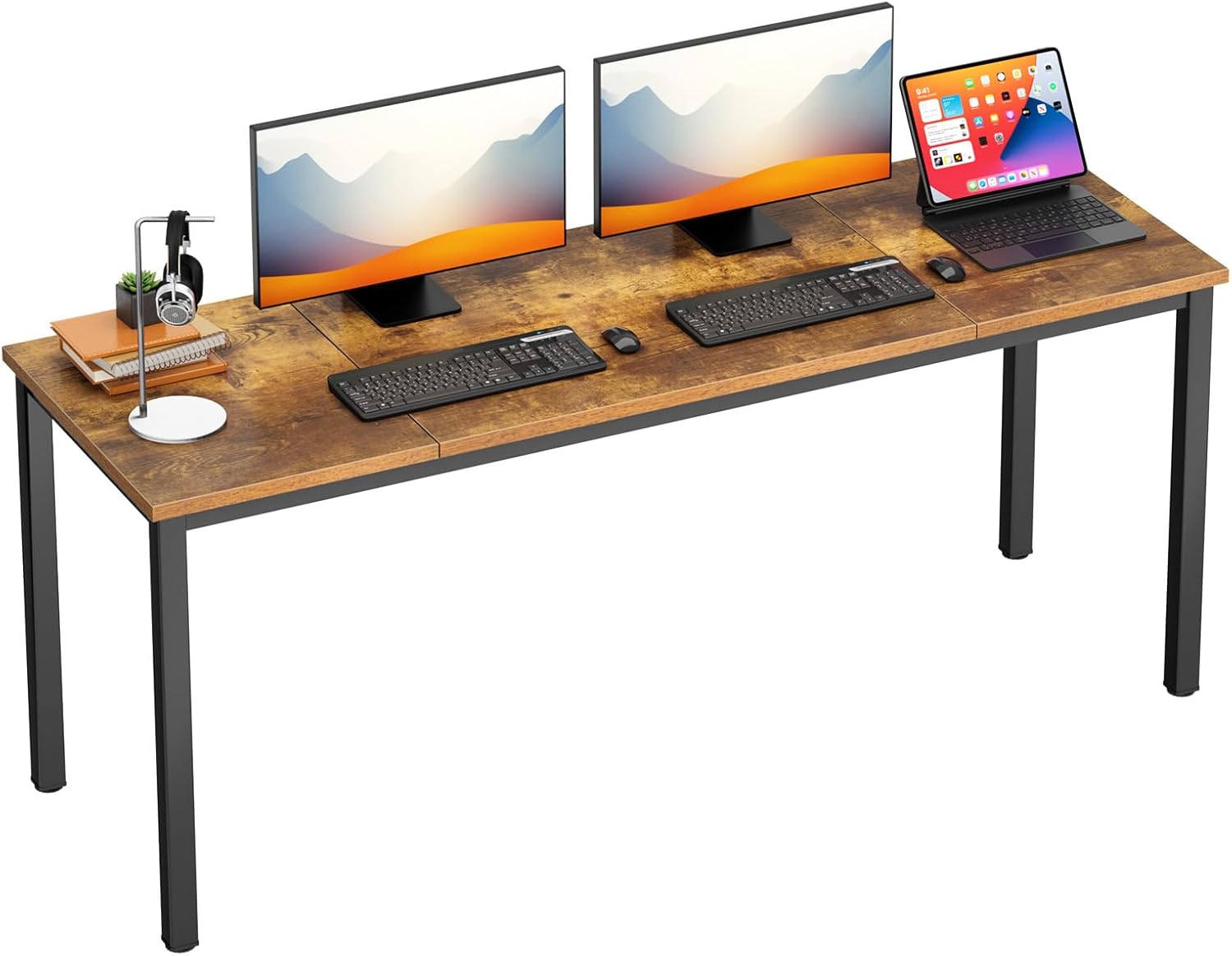 DlandHome 47 inches Medium Computer Desk for Bedroom, Retro
