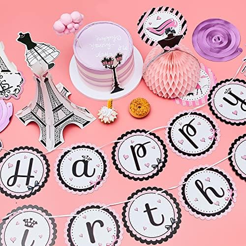Outus Paris Birthday Party Decorations Set, Eiffel Tower Themed Decoration for Oh La La Baby Shower