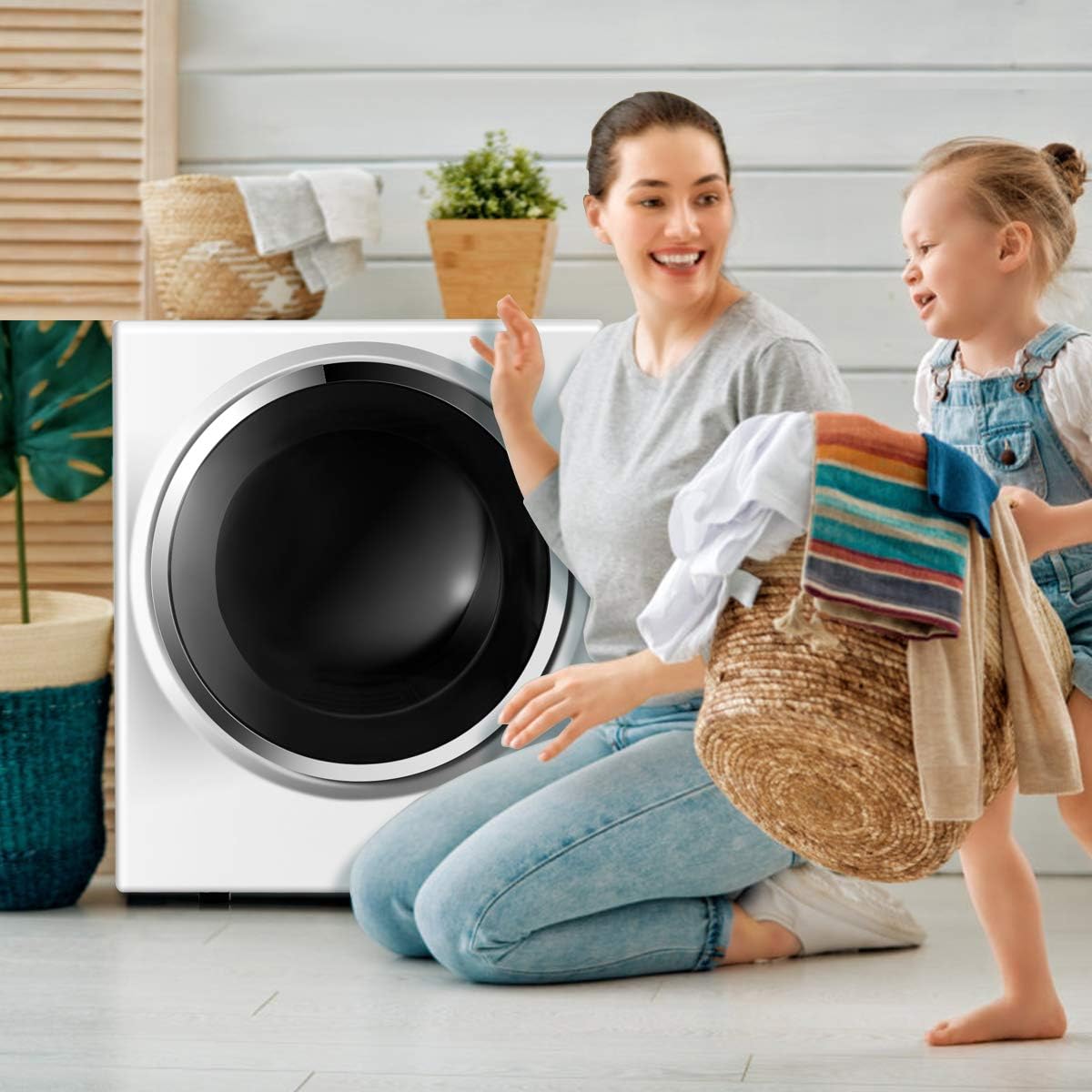 COSTWAY Compact Laundry Dryer, 110V Electric Portable Clothes Dryer with Stainless Steel Tub