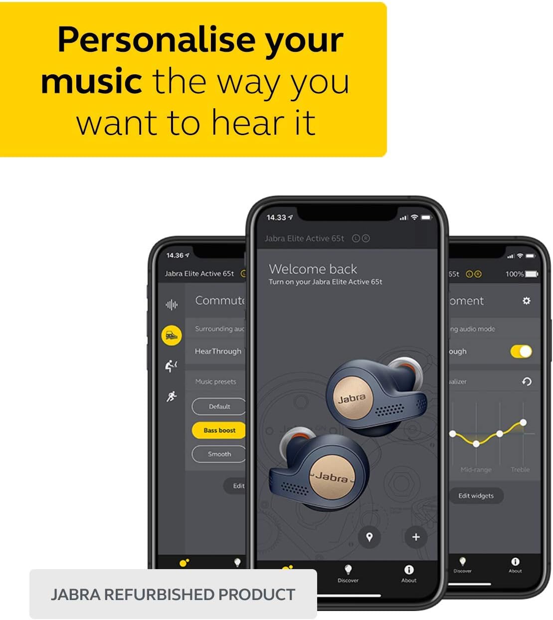 Jabra Elite Active 65t Alexa Enabled True Wireless Sports Earbuds with Charging Case – Titanium Black (Renewed)