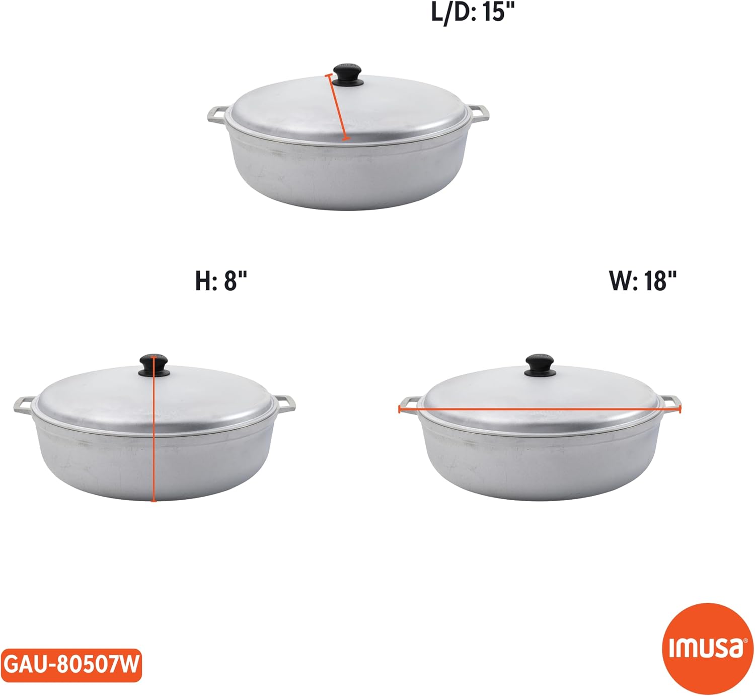 IMUSA USA 11.6Qt Jumbo Traditional Colombian Caldero, 11.6 Quart, Silver | Nonstick Finish, Glass Lid with Easy-Grip Handles, Ideal for Rice and Stews, Great for Family Meals