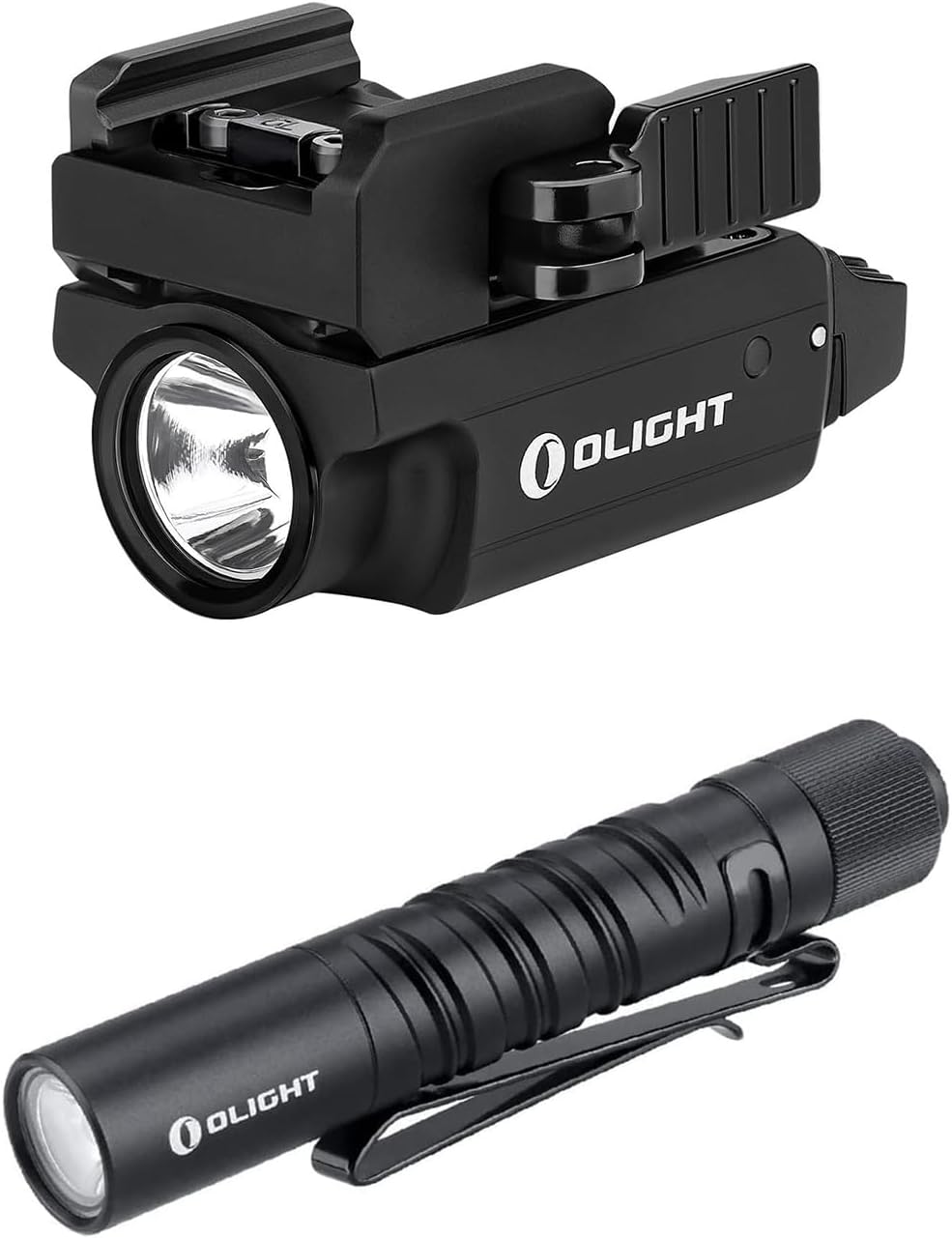 OLIGHT PL-Mini 2 Valkyrie Compact Weaponlight, 600 Lumens Tactical Flashlight and I3T EOS 180 Lumens Dual-Output Slim EDC Flashlight