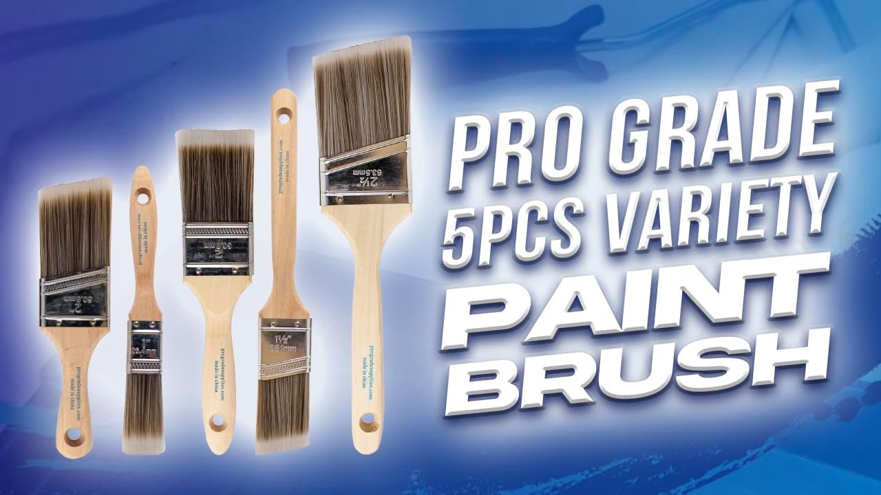 Pro Grade Paint Brushes, Paint Brush Set for Walls, Trim & Stain, 5-Piece | Interior & exterior | Cabinets, doors, furniture