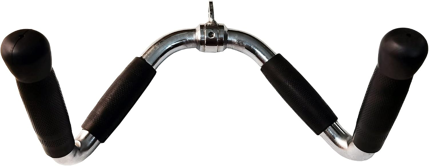 Revolving Lat Pulldown Bar for Cable Machine, Straight Bar with Rubber Grip - Tricep Press Down, Curl & Back Exercise Attachment for Home Gym