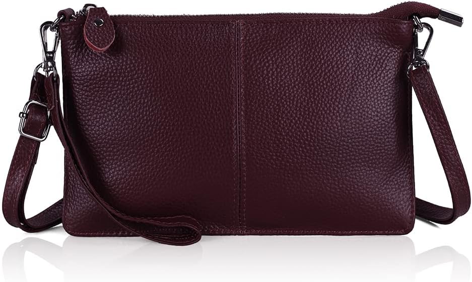 befen Genuine Leather Small Crossbody Bags for Women Wristlet Wallet Purses | Real Leather, RFID Blocking Card Slots, Wristlet Strap, Clutch Purse, Fit iPhone 17 Pro Max, Leather Handbags