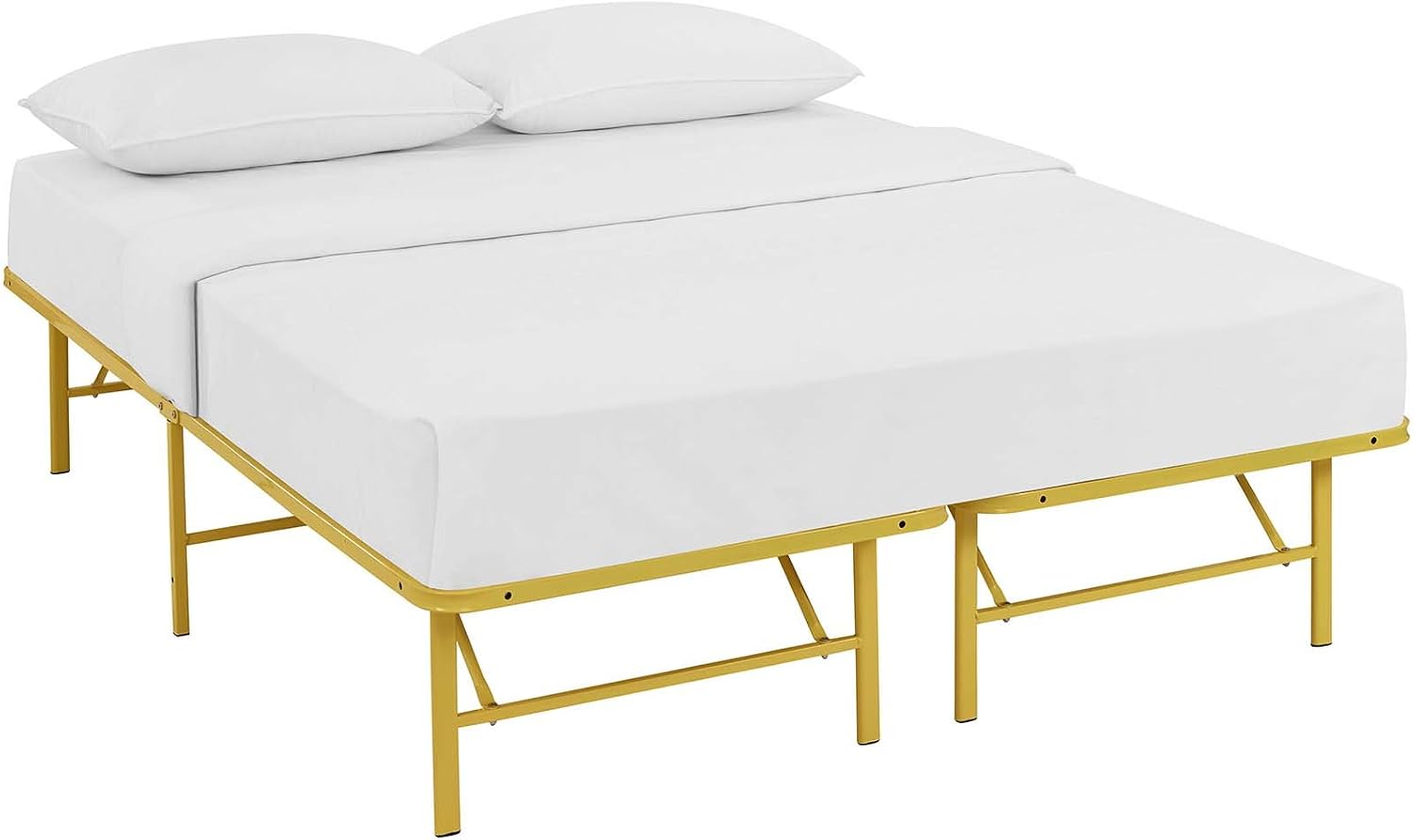 Modway Horizon Queen Bed Frame In Gray - Replaces Box Spring - Folding Metal Mattress Bed Frame