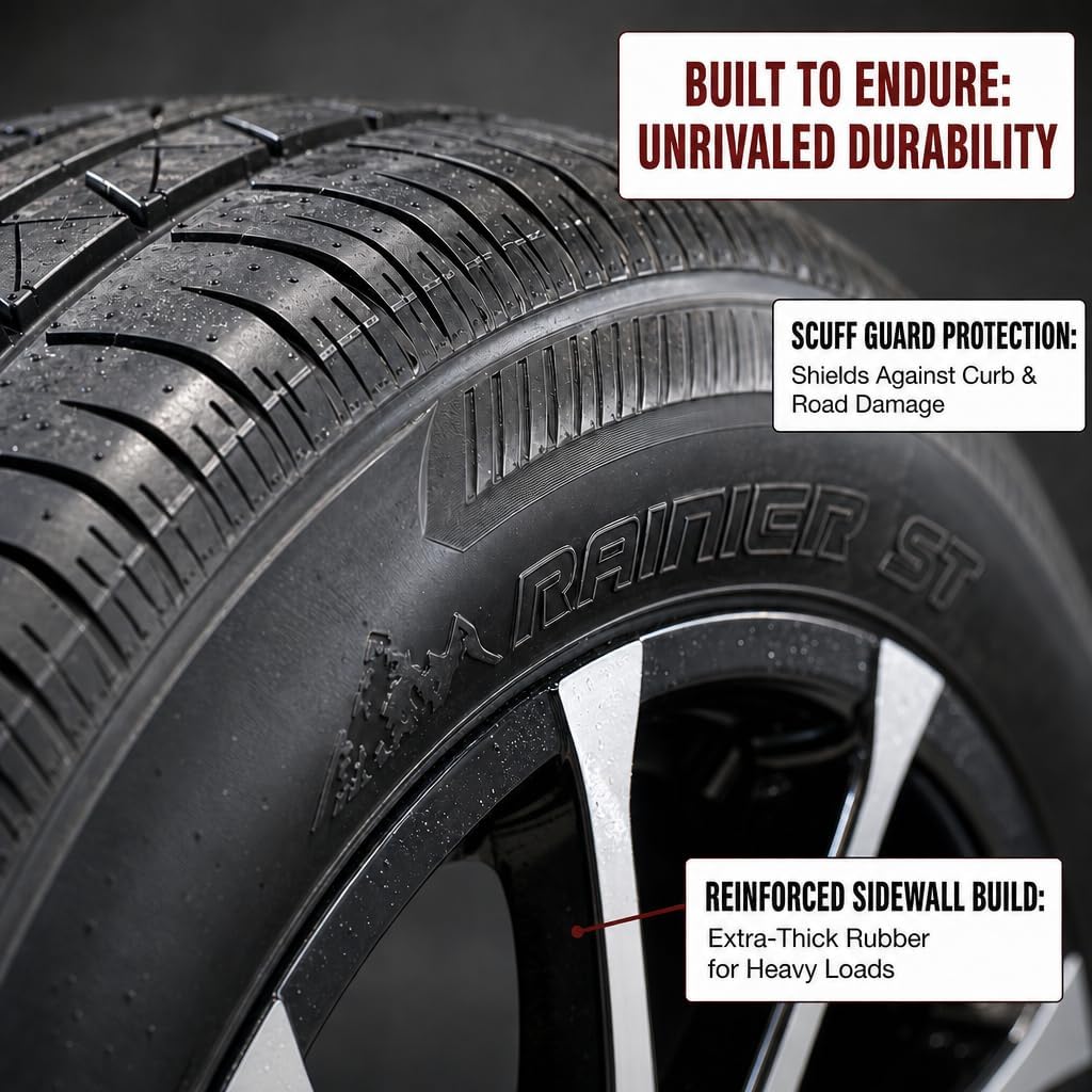 eCustomrim 2-Pack Radial Trailer Tire Rim Assembly ST205/75R15 5 Lug Black | 15 Inch Load Range D 8 Ply Tire With Curb Guard