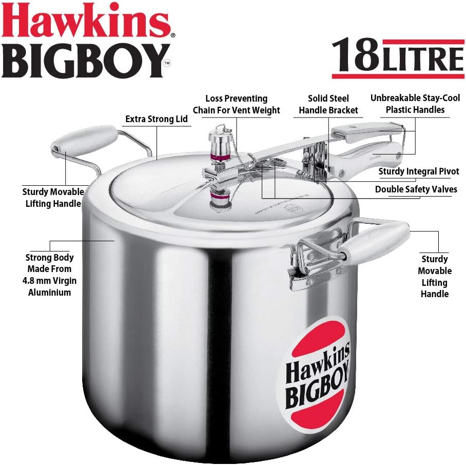 Hawkins Bigboy Aluminum Pressure Cooker, 14 Litres