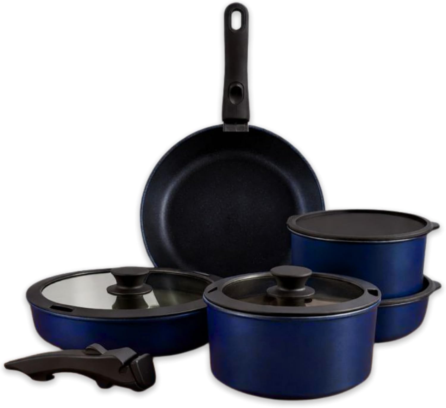 GOURMETIFIC® Pots and Pans Cookware Set [11 PCS] - Non Toxic Ceramic Coated Cooking Ware - Induction, Gas & Oven Kitchenware - Non Stick Pot & Pan Removable Handles & Stackable - ME (Emerald Green)