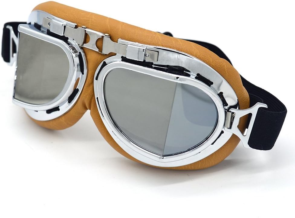 Motorcycle Goggles Anti Fog&Wind&Dust&Sand Aviator Pilot Motocross | Dirt Bike Atv Riding Goggles with Yellow Lens,Fit Over Glasses or Helmet