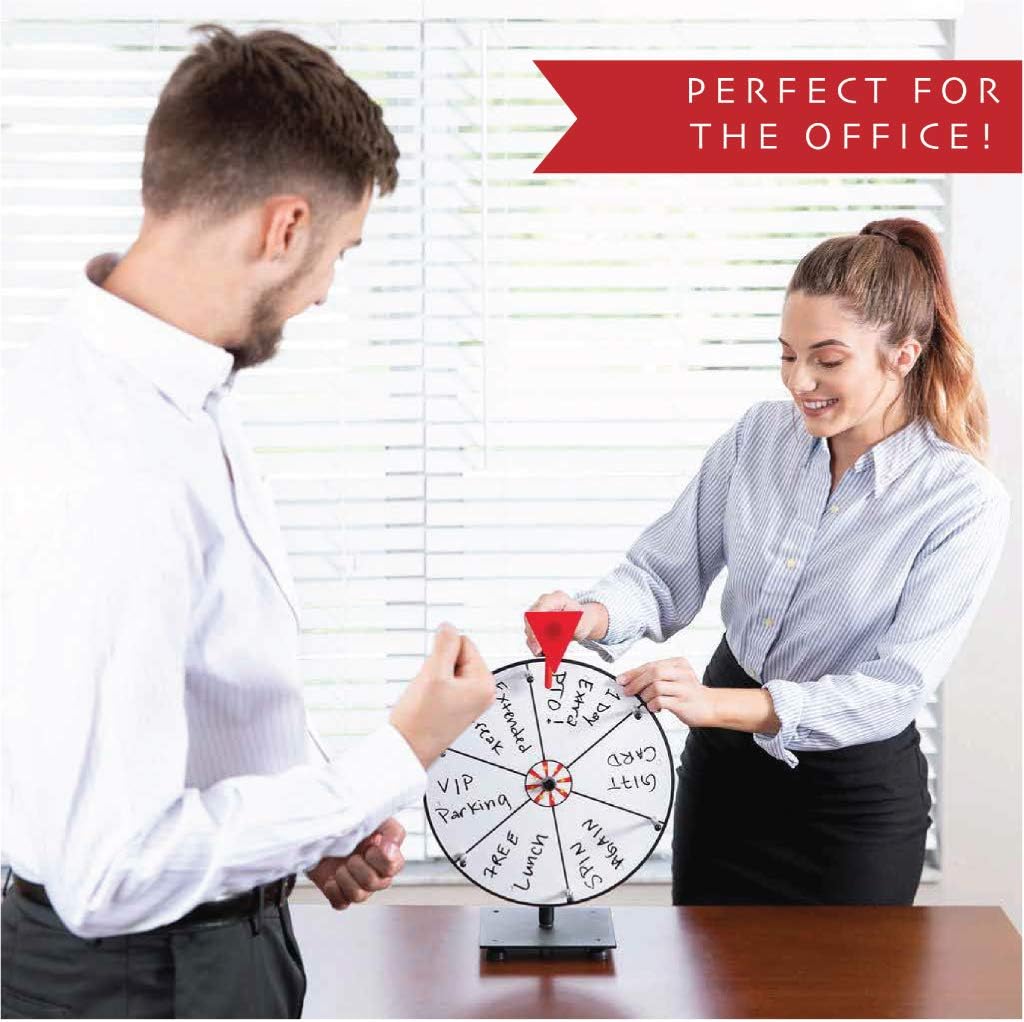 5 in 1 Tabletop Prize Wheel Spinner - 12" Carnival Games Smooth Spinning Wheel for Prizes, Raffle - Portable Dry Erase Spin the Wheel Game with Stand
