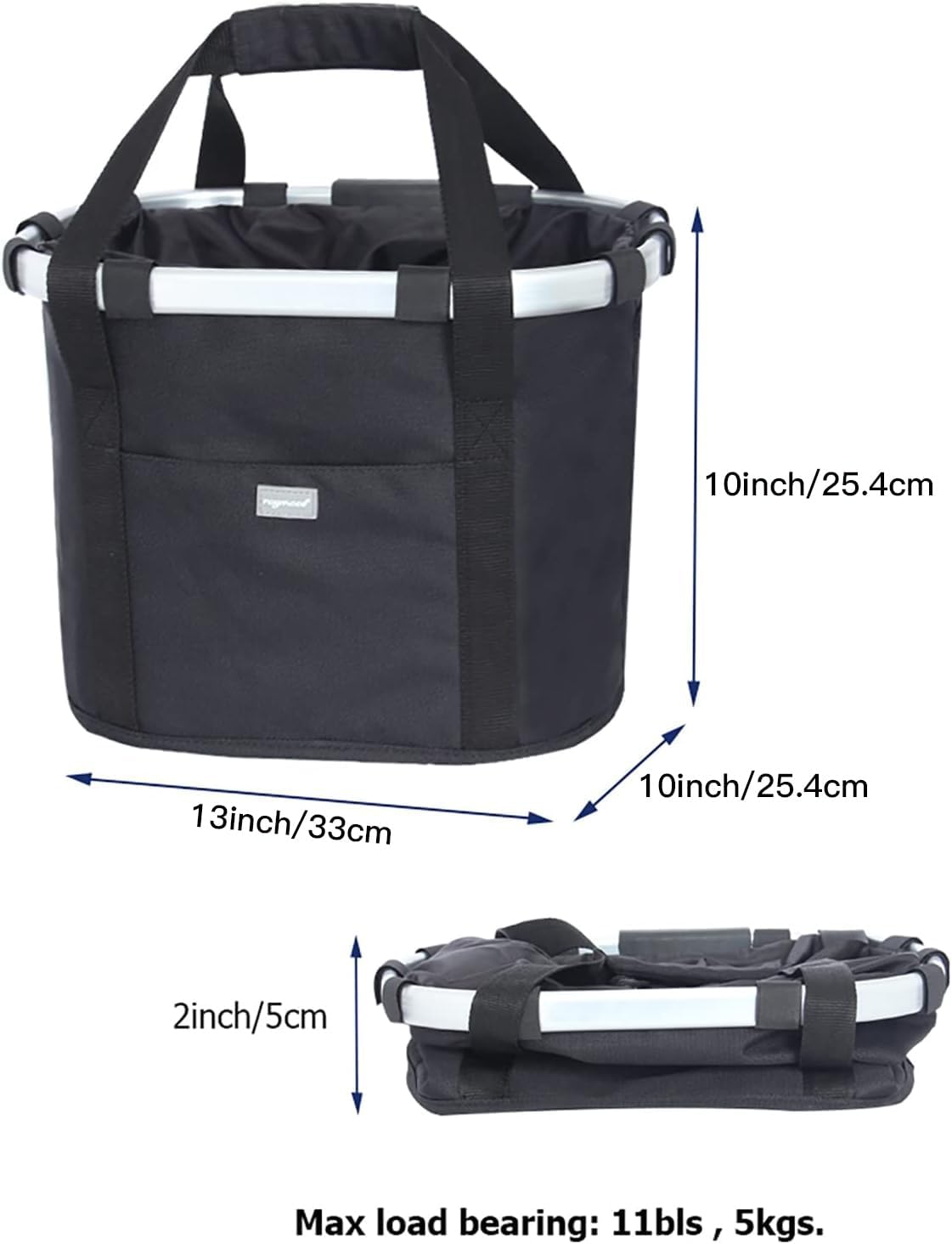 RAYMACE Bicycle Basket Dog Bike Handlebar Basket Front,Folding Detachable Quick Release Easy Install,Cycling Picnic Bag