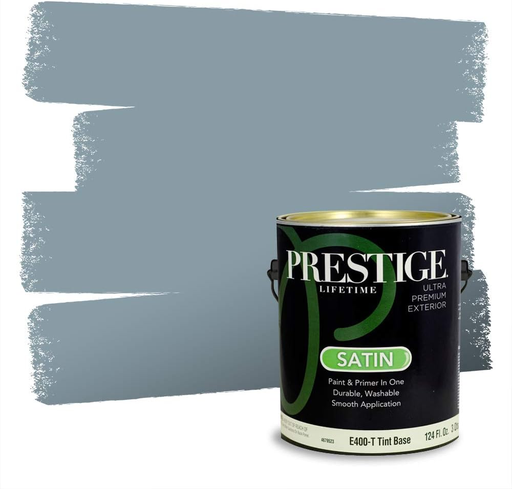 PRESTIGE Paints Exterior Paint and Primer In One, 1-Gallon, Semi-Gloss, Comparable Match of Behr* Intercoastal Gray*