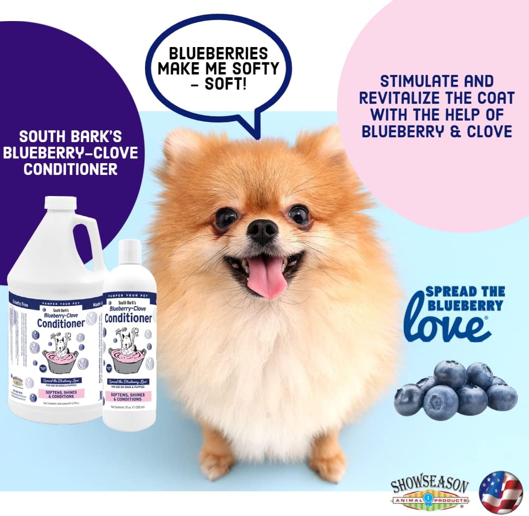 South Bark's Blueberry-Clove Conditioner for Dogs & Cats 12 oz. | Long Lasting Softness | Paraben-Free | Biodegradable & Non-Toxic | Made in USA