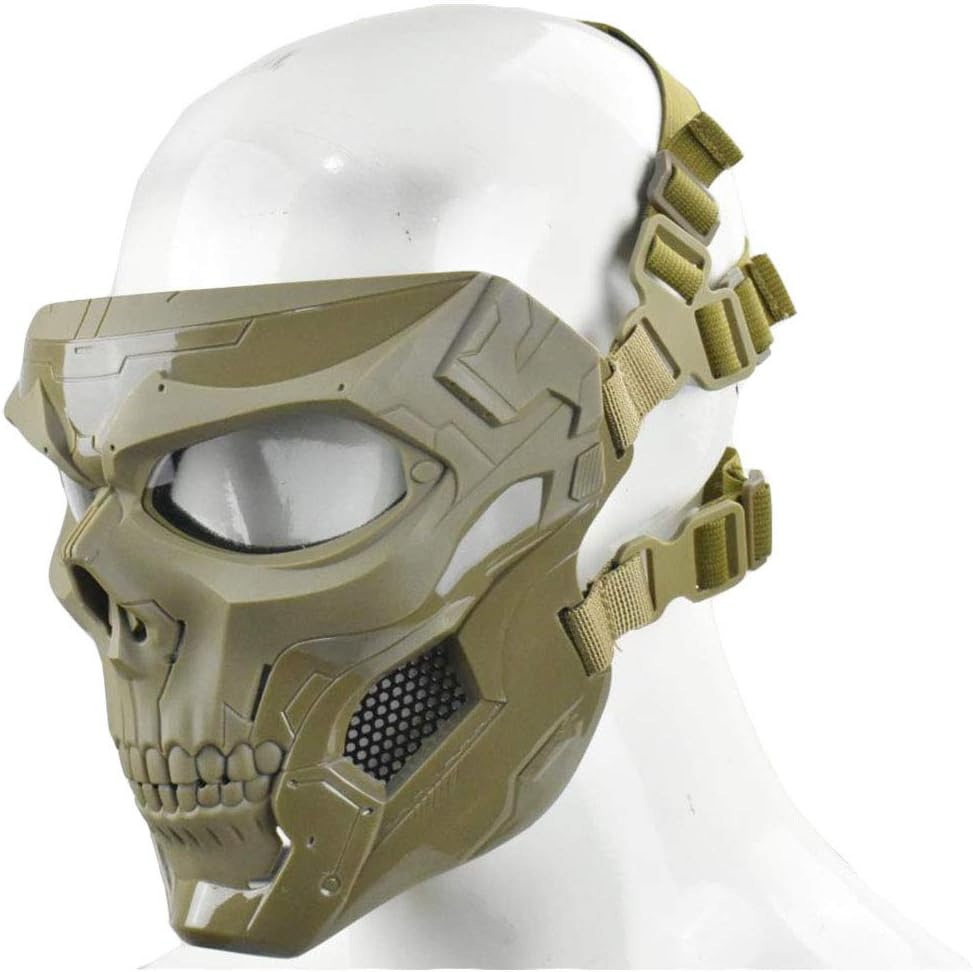 Tactical Mask Protective Full Face Clear Goggle Skull mask Dual Mode Wearing Design Adjustable Strap