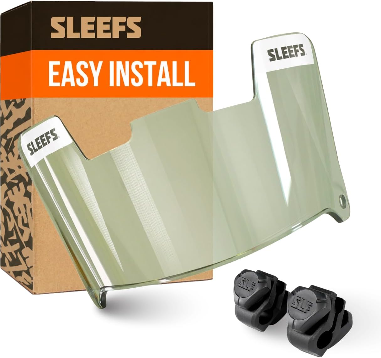 SLEEFS Clear Football Visor for Helmet - Professional Football Visor - Face & Eye Shield - Fits Youth & Adult Helmets - Includes Quick Visor Clips
