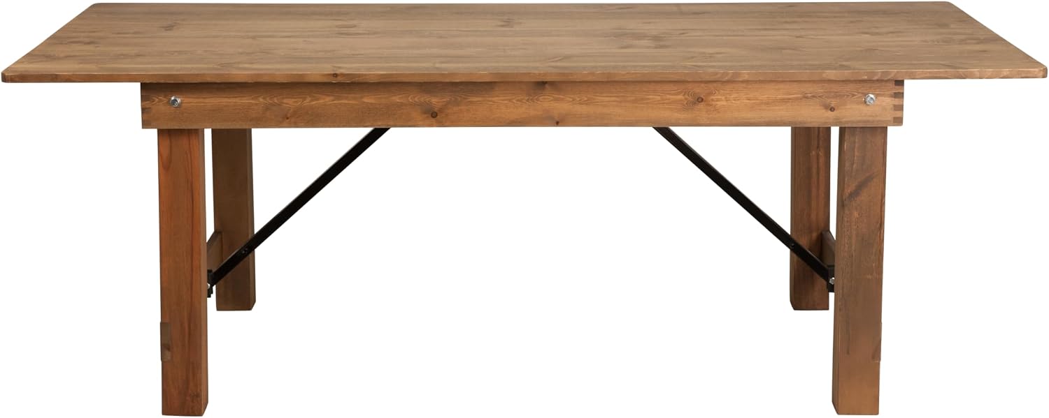 Flash Furniture Hercules Series 7' x 40" Rustic Solid Pine Folding Dining Table, Rectangular Antique Farmhouse Dining and Event Extension Table