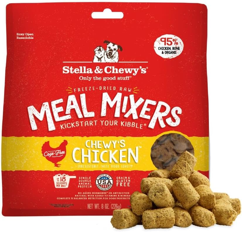 Stella & Chewy's Freeze-Dried Raw Chicken Meal Mixers- Dog Food Topper and Mixer - Made with 95% Cage-Free Chicken, Organs & Bone - Perfect for Picky Eaters - Grain-Free - 3.5oz