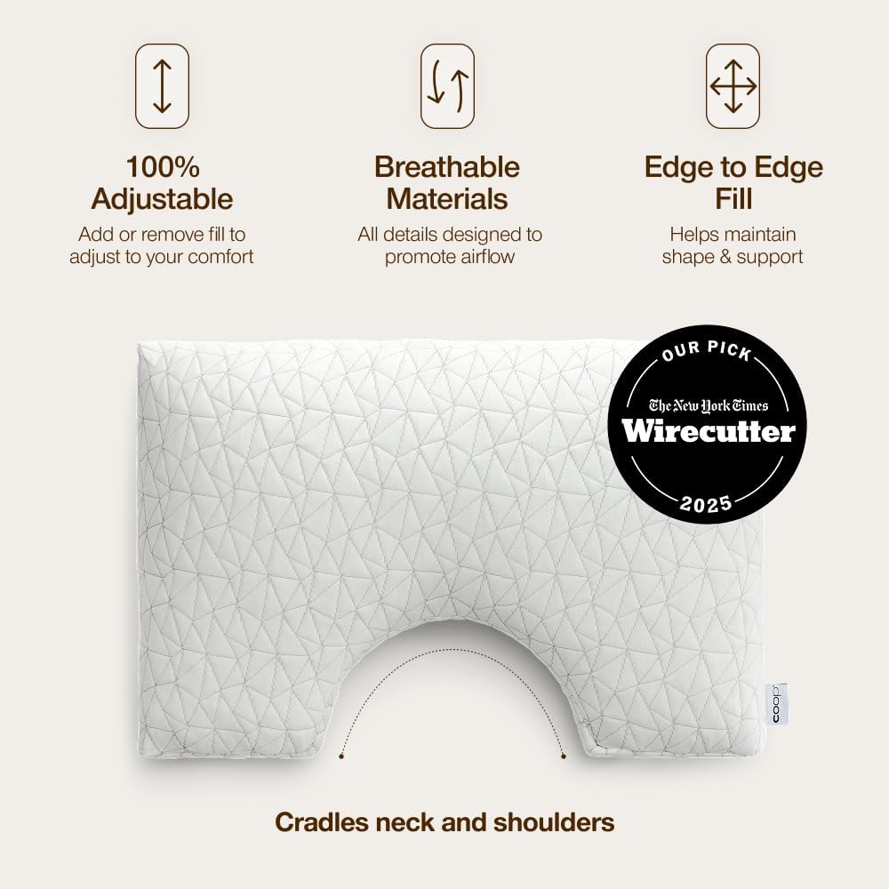 Coop Home Goods Original Adjustable Pillow, Queen Size Bed Pillows for Sleeping, Cross Cut Memory Foam Pillows - Medium Firm Back, Stomach and Side Sleeper Pillow, CertiPUR-US/GREENGUARD Gold