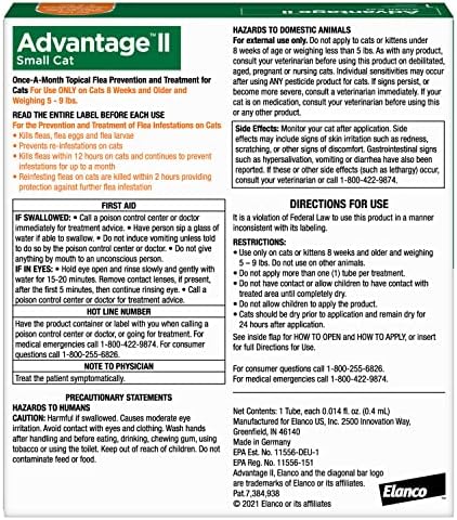 Advantage II Small Cat Vet-Recommended Flea Treatment & Prevention | Cats 5-9 lbs. | 6-Month Supply
