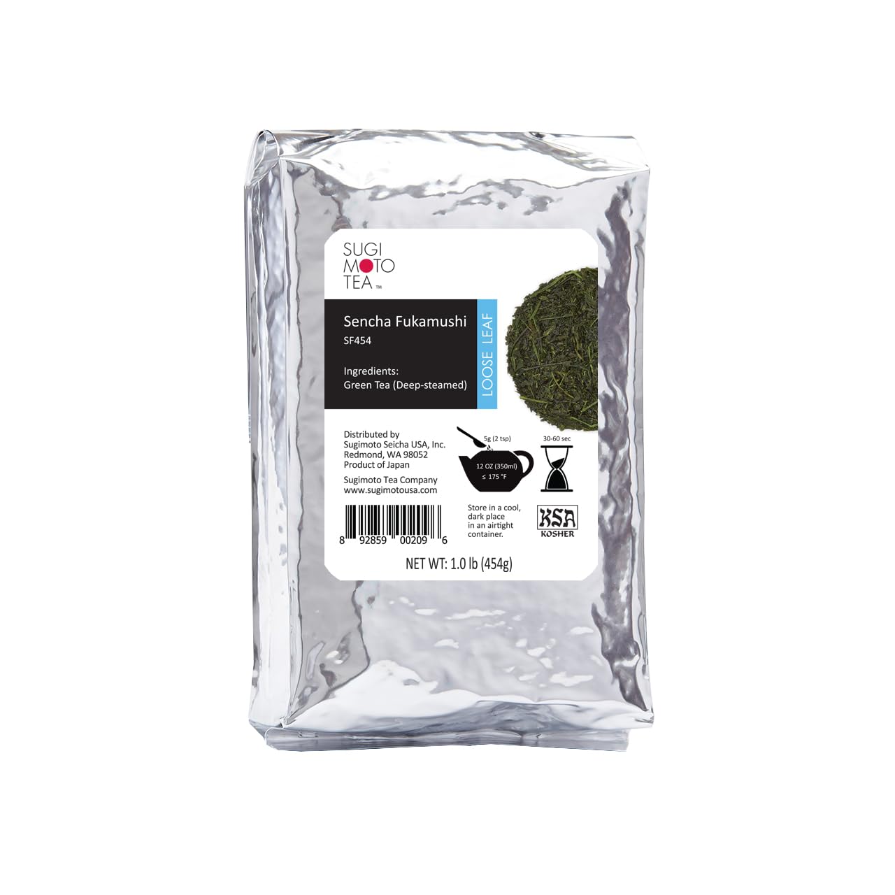 SUGIMOTO TEA Japanese Sencha Fukamushi Green Tea Loose Leaf Bulk 1.0 lb (454 g)