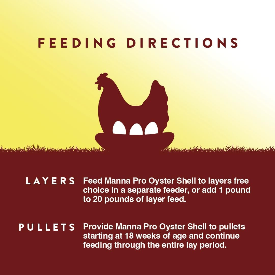 Manna Pro Crushed Oyster Shell for Chickens, Calcium Supplement, 5 lb Bag