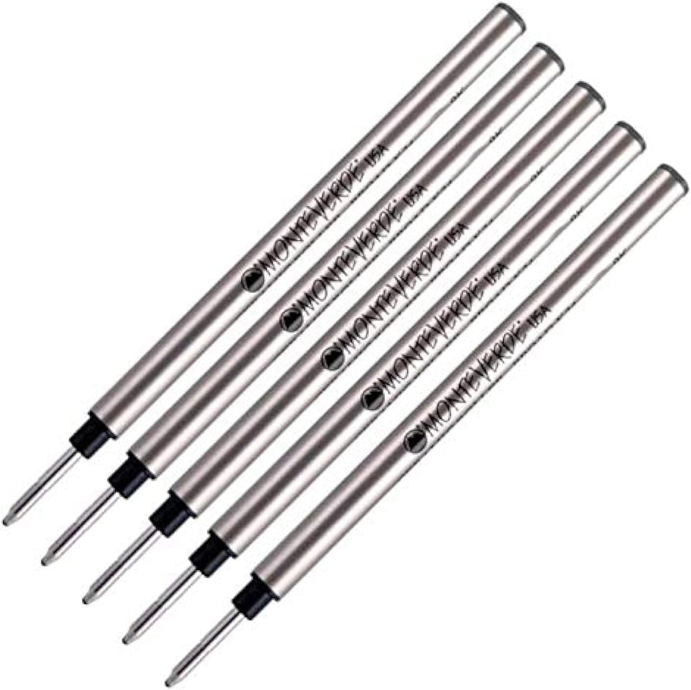 5 pack - Monteverde Capless Rollerball Pen Refills Compatible With Pelikan Rollerball Pens, Medium (Bulk Packed) (Blue)