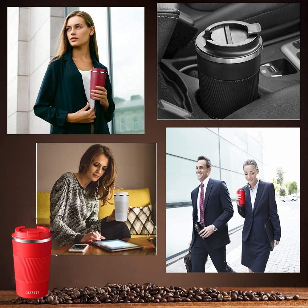 16oz Travel Coffee Mug Spill Proof, Insulated Coffee Mug with Lid, Leakproof Coffee Tumbler, Stainless Steel Vacuum Coffee Cup for Hot/Cold Drinks