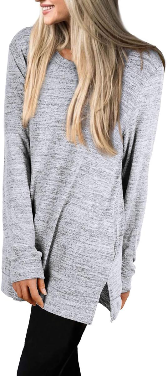 XIEERDUO Womens Casual Sweatshirts Long Sleeve Shirts Oversized With Pocket Tunic Tops S-3XL