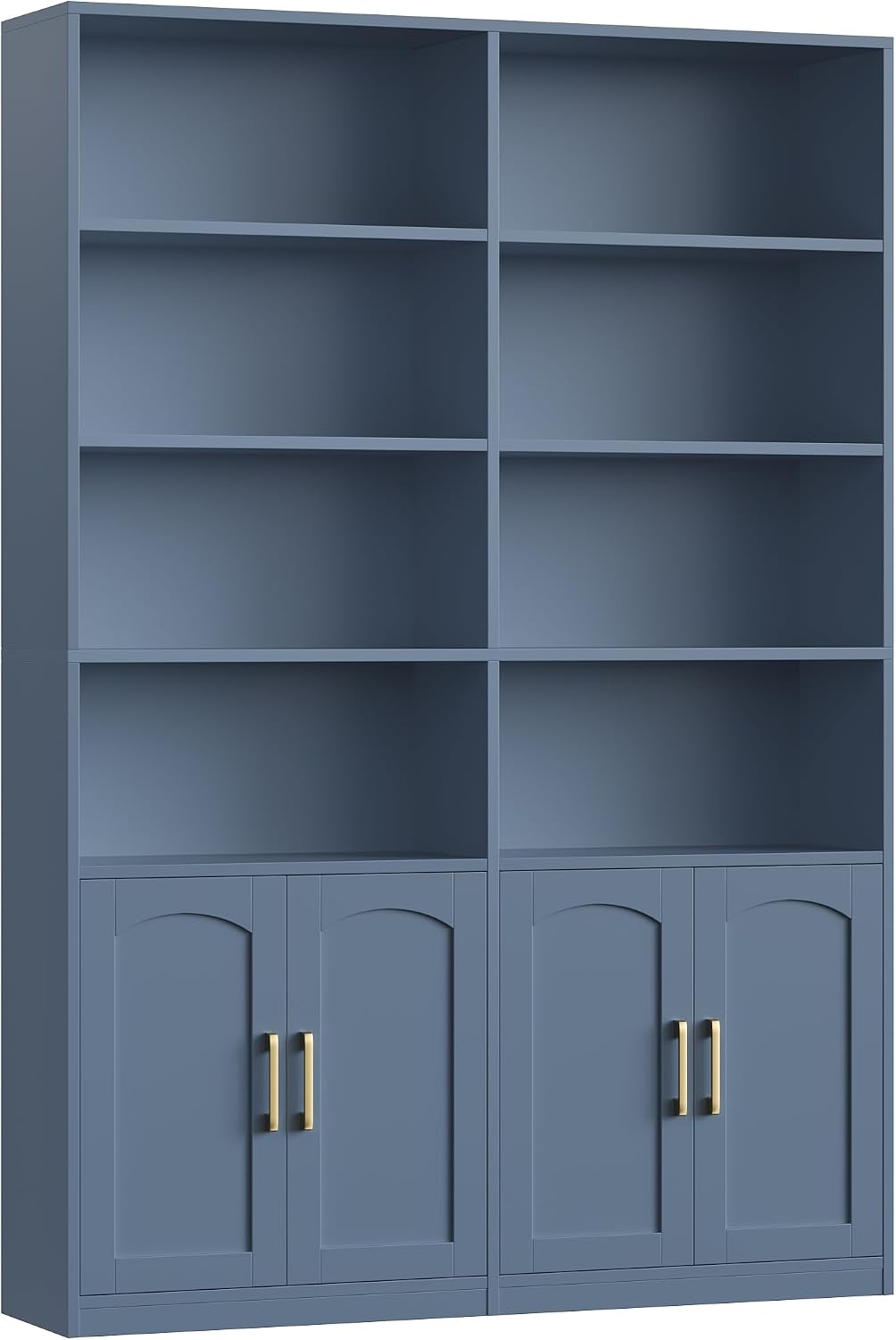 Bookshelf and Bookcase with Doors, Double Wide Large Bookshelves | Industrial Open Display Shelves 6 Tier, 73'' Tall Bookshelf with Storage Cabinets for Office,Home, Living Room, Library,White
