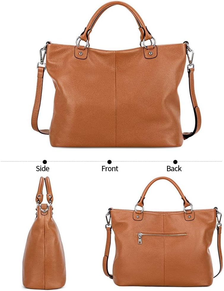 Kattee Genuine Leather Tote Purse for Women, Top Handle Satchel | Soft genuine leather tote with roomy storage and versatile carry for work, shopping, and travel.