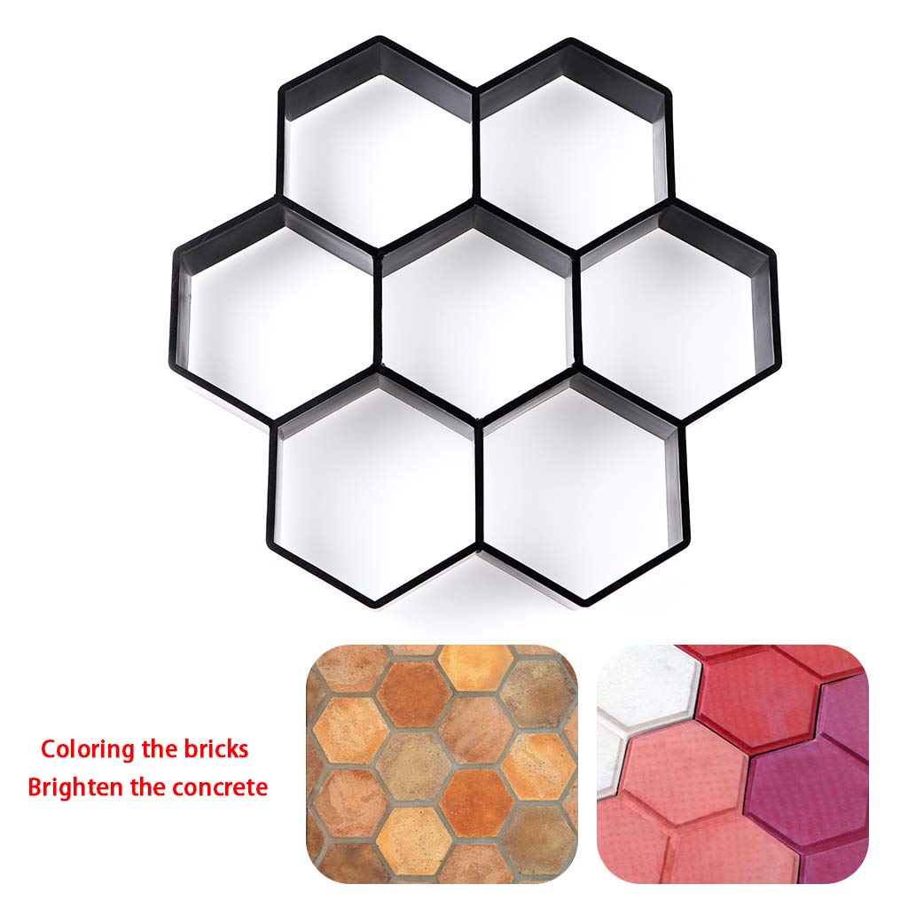 Skelang Hexagon Pavement Mold, 11.4"×11"×1.7" Reusable Walk Path Maker, Concrete Cement Pavement Mold for DIY Garden Concrete Path