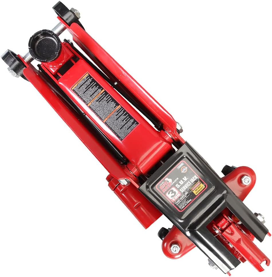 BIG RED AT84007R Torin Hydraulic Low Profile Service/Floor Jack with Dual Piston Quick Lift Pump, 4 Ton (8,000 lb) Capacity, Red