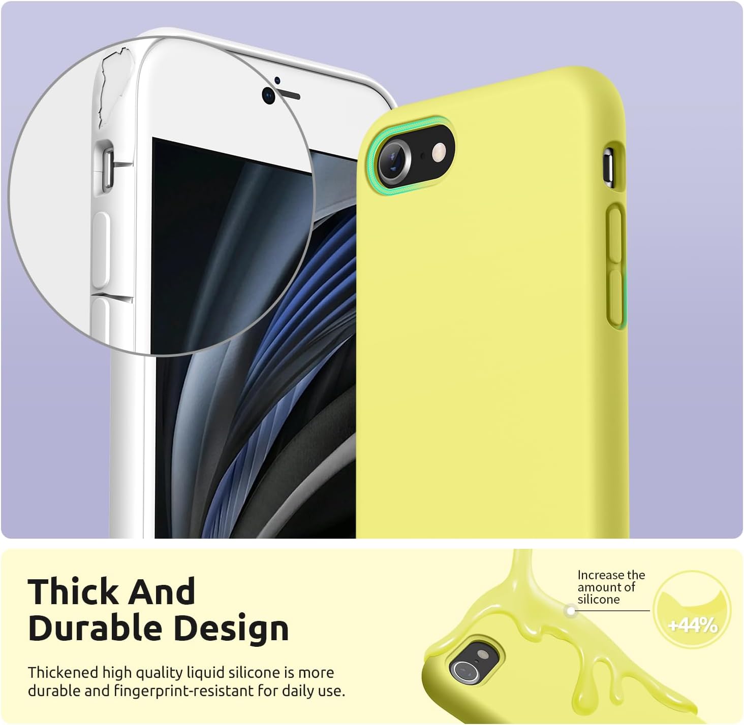 SURPHY Designed for iPhone SE Case, iPhone 8 Case, iPhone 7 Case, Liquid Silicone Phone Case for iPhone se 3rd 2nd SE 2022 SE 2020, Blue