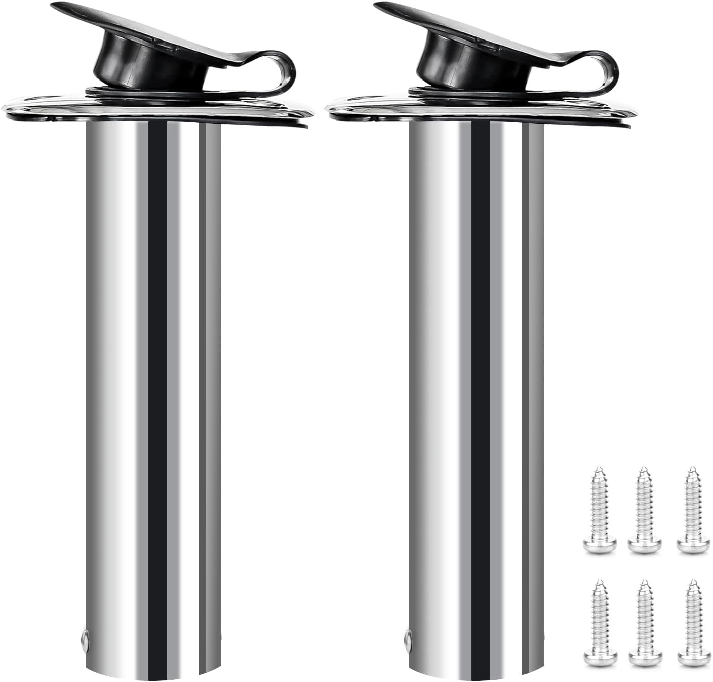 Hoffen 2Pcs Boat Stainless Steel Fishing Rod Holder Flush Mount 15/30/90 Degree with PVC Cap,Inner Tube and Gasket