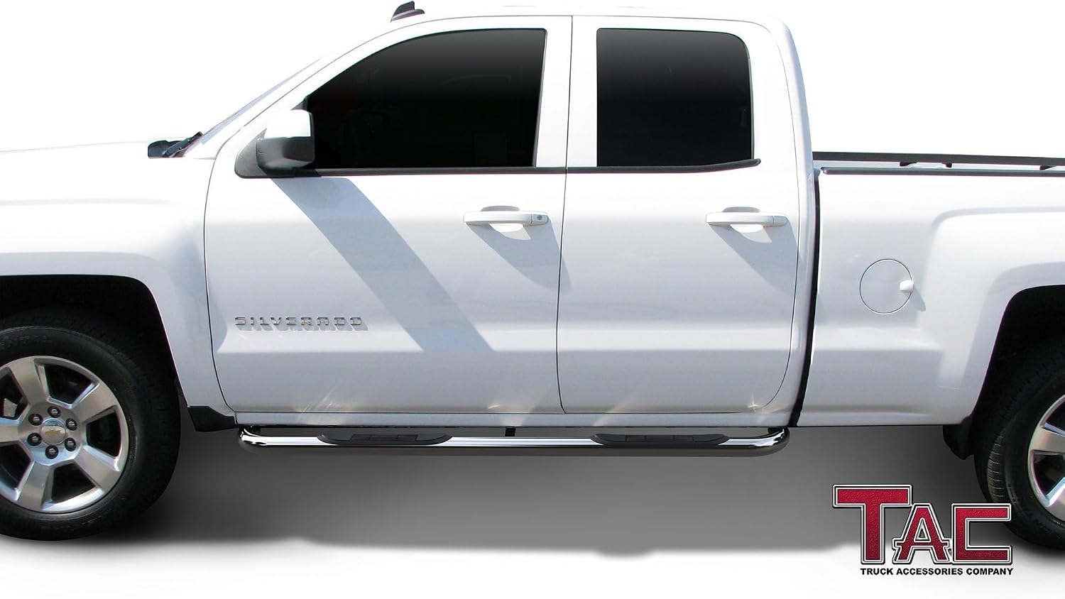 TAC Side Steps Fit Chevy Silverado/GMC Sierra 1999-2018 1500 & 1999-2019 2500/3500 Extended/Double Cab (Excluding C/K Classic) (Body Mount) Truck Pickup 3" Black Side Bars Nerf Bars 2 Pieces